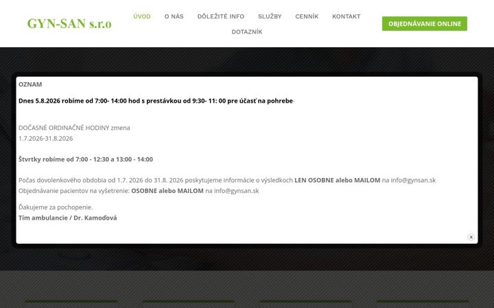Screenshot of gynsan.sk