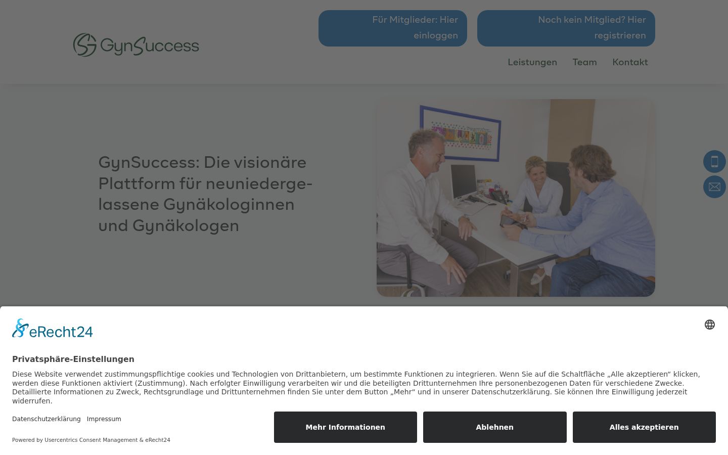 Screenshot des Einwilligungsbanners vor jeglicher Interaktion