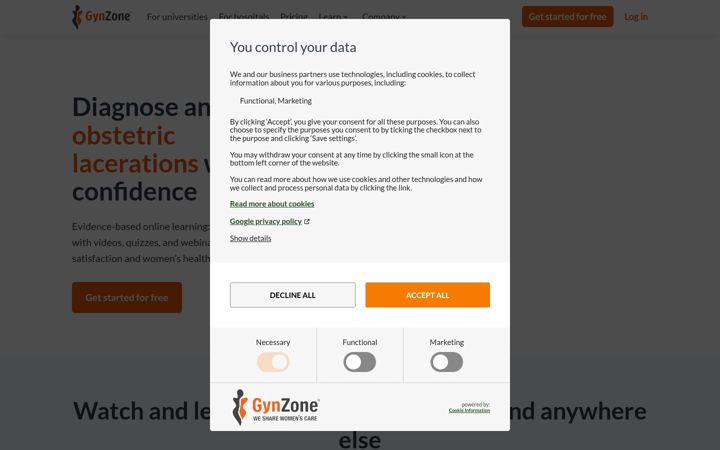 Screenshot of gynzone.com