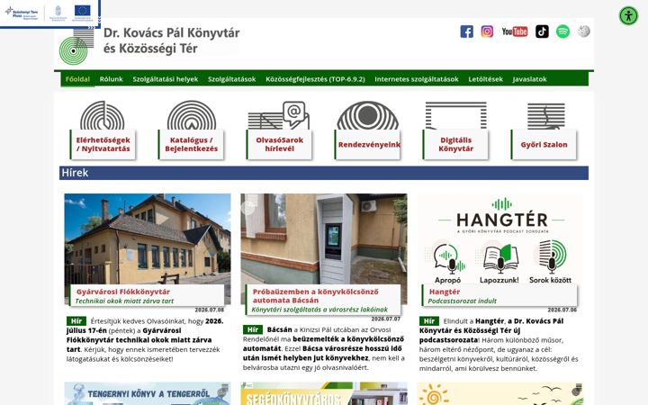 Skärmbild av gyorikonyvtar.hu