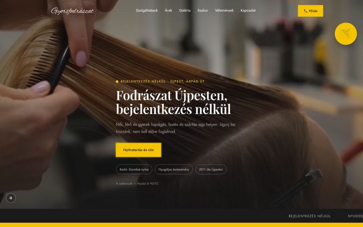 Screenshot of gyorsfodraszat.hu
