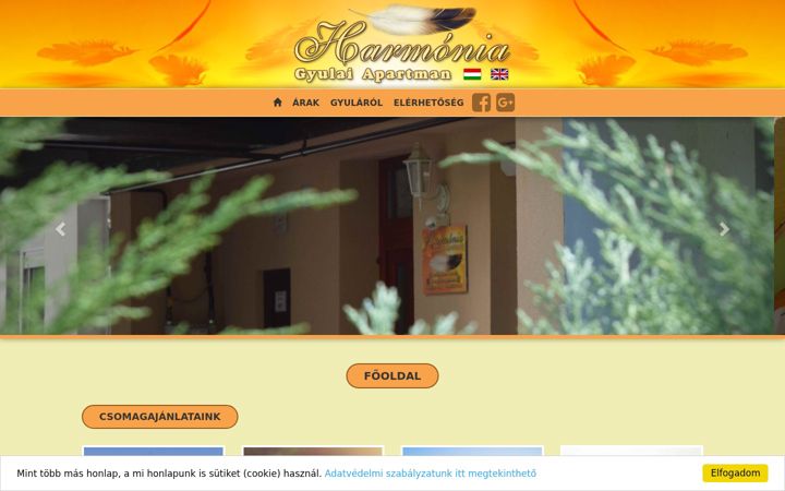 Screenshot of gyulai-apartman.hu