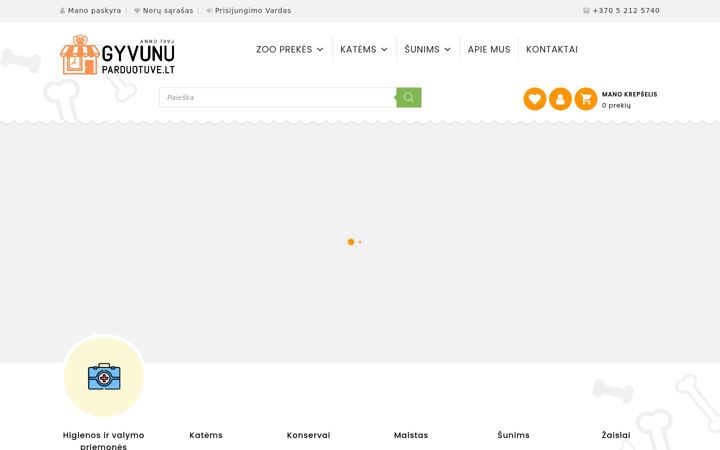 Screenshot di gyvunuparduotuve.lt