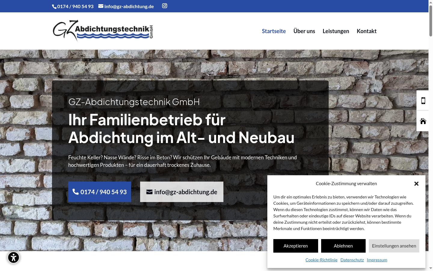 Screenshot des Einwilligungsbanners vor jeglicher Interaktion