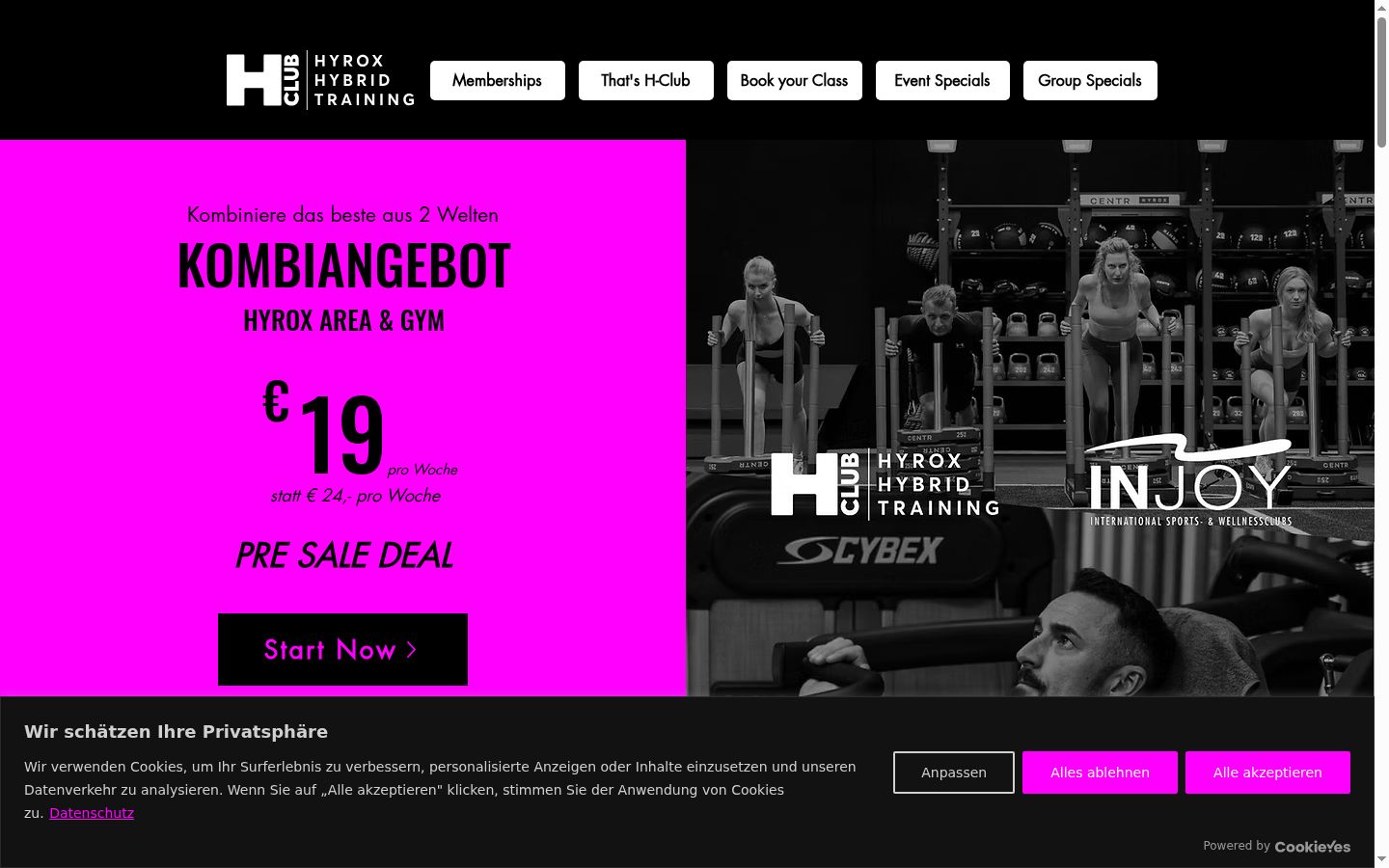 Screenshot del banner di consenso mostrato prima di qualsiasi interazione