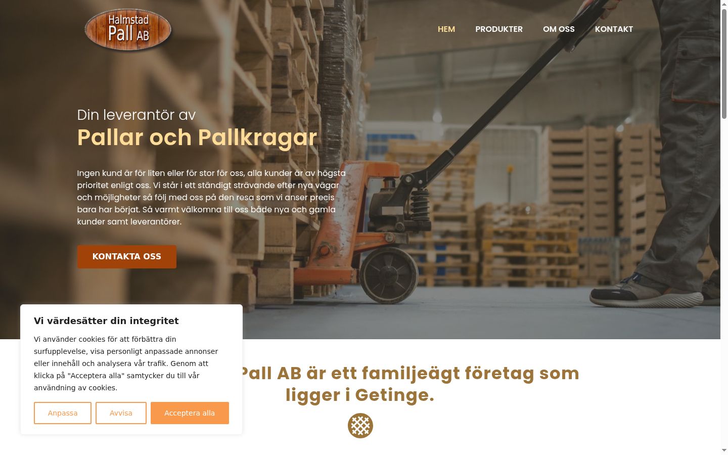 Skærmbillede af samtykkebanneret, som det blev vist før nogen interaktion