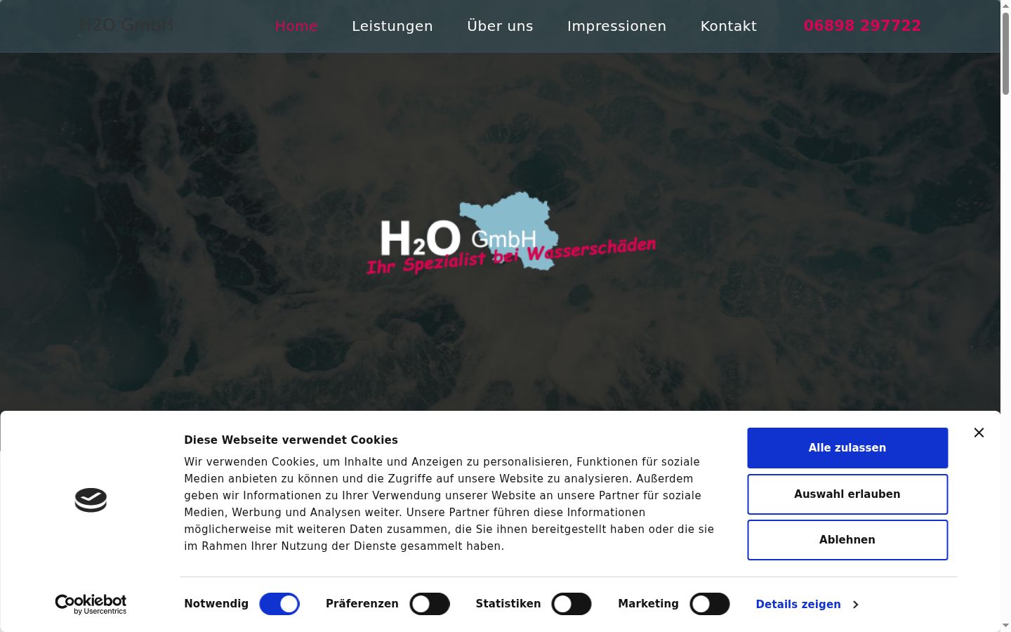 Screenshot del banner di consenso mostrato prima di qualsiasi interazione
