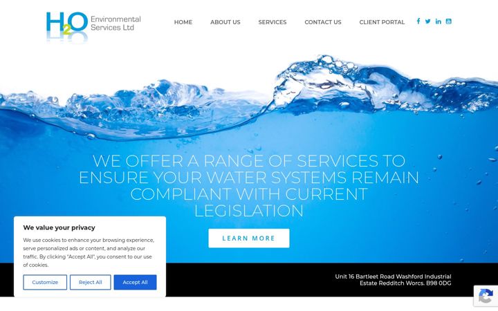 Screenshot of h2oenvironmental.co.uk