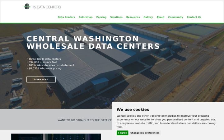Képernyőkép: h5datacenters.com