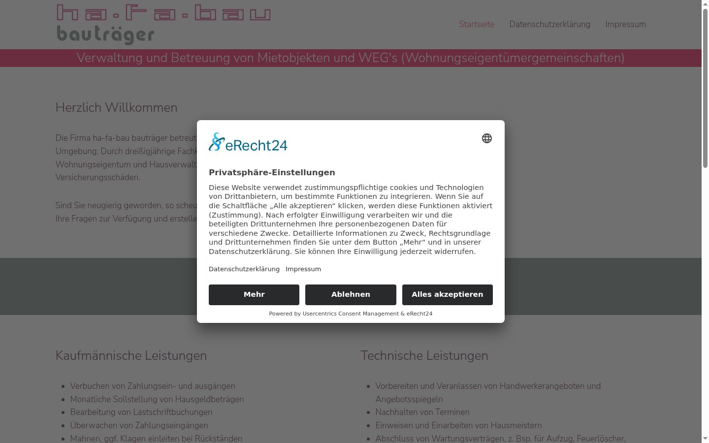 Screenshot del banner di consenso mostrato prima di qualsiasi interazione