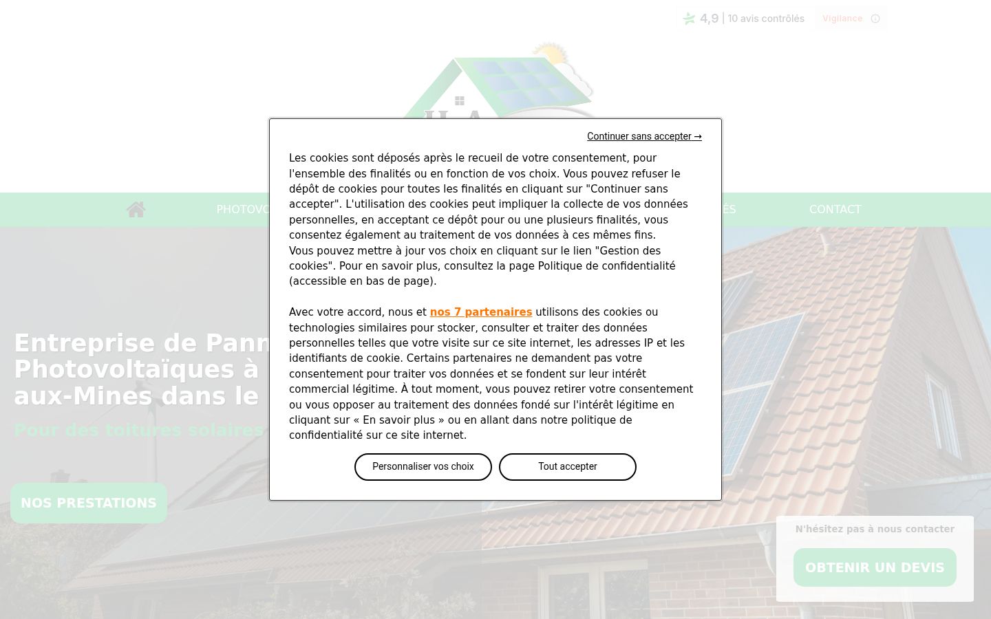 Screenshot del banner di consenso mostrato prima di qualsiasi interazione