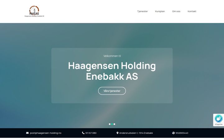Screenshot stránky haagensenholding.no