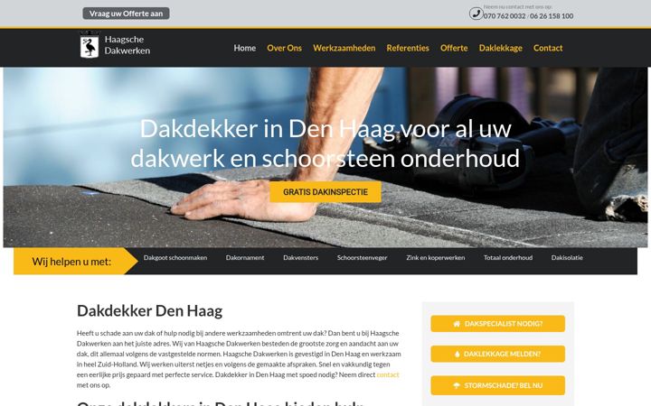 Screenshot of haagschedakwerken.nl