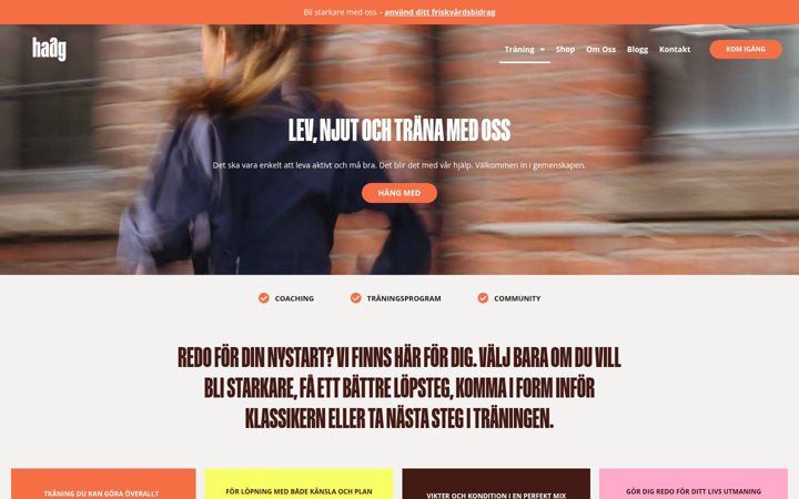 Screenshot of haagtraining.se
