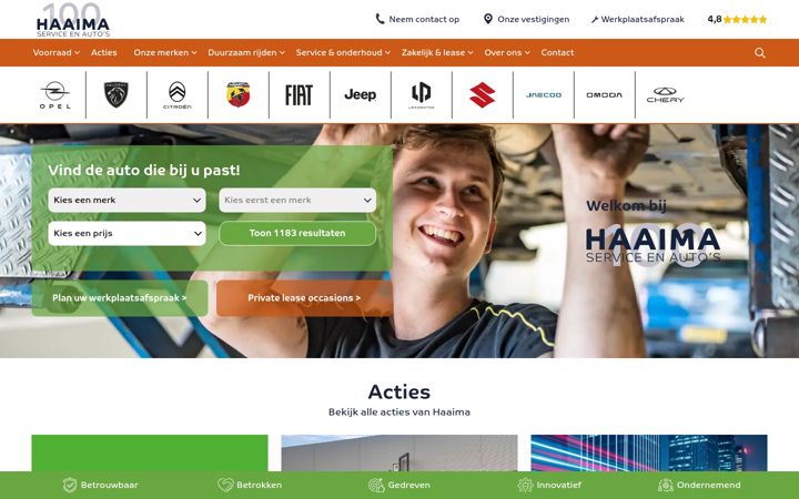 Screenshot of haaima.nl