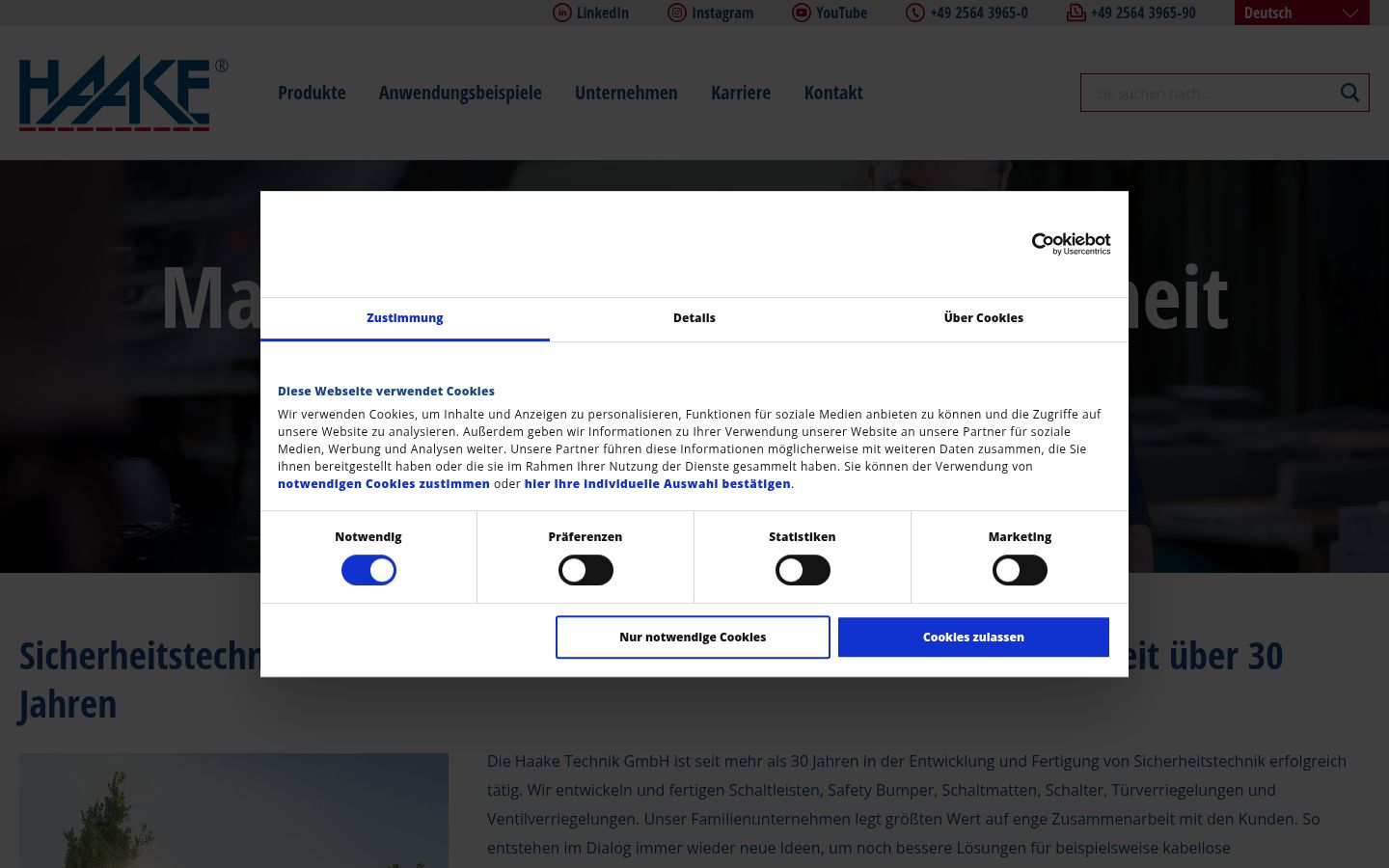 Capture d'écran de la bannière de consentement affichée avant toute interaction