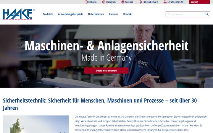 Screenshot of haake-technik.com
