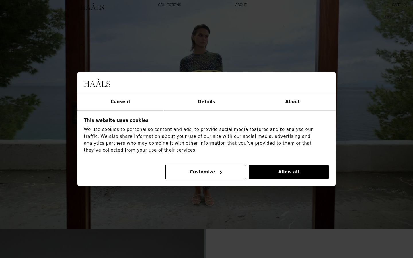Screenshot del banner di consenso mostrato prima di qualsiasi interazione