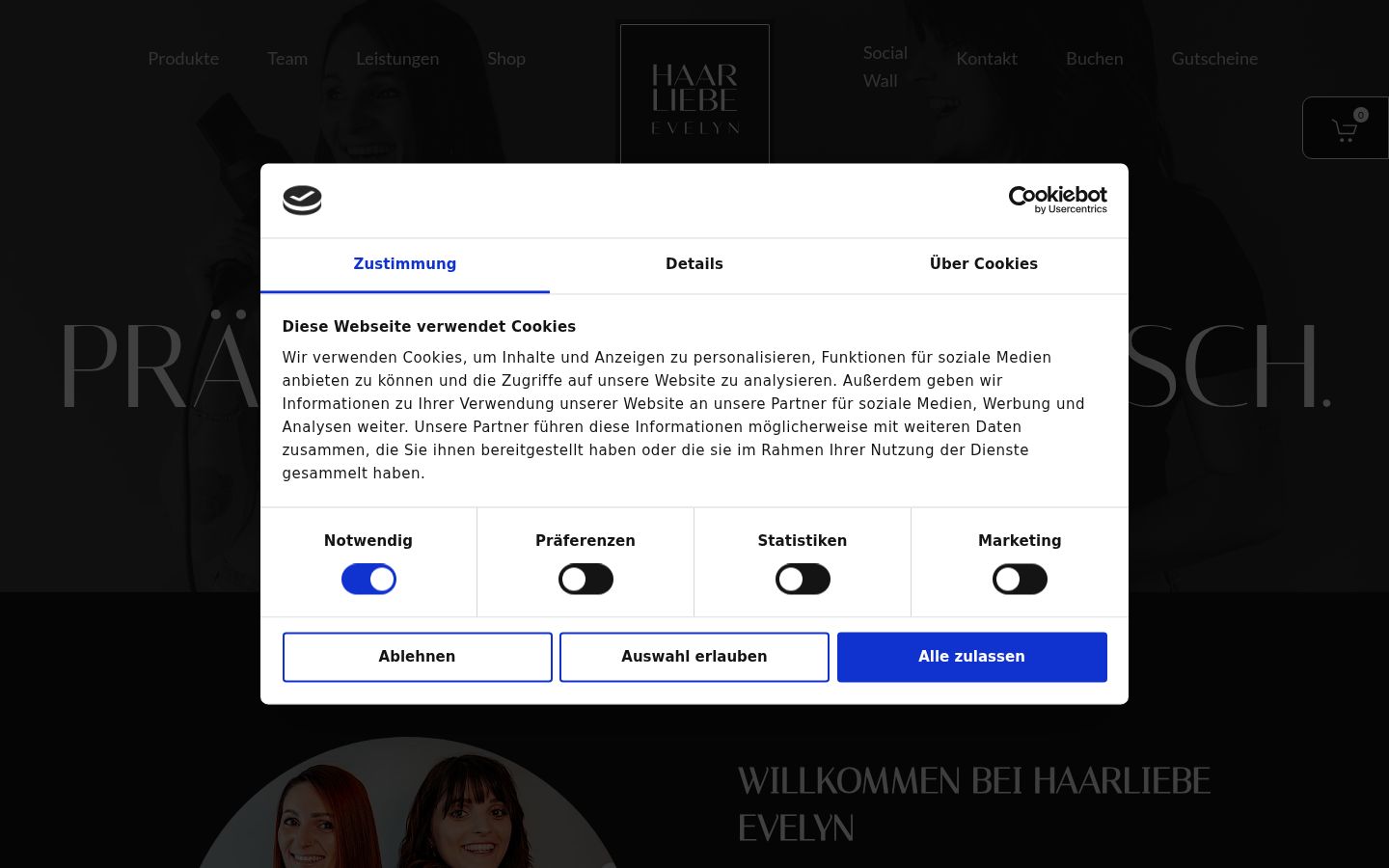 Screenshot of the consent banner shown before any interaction