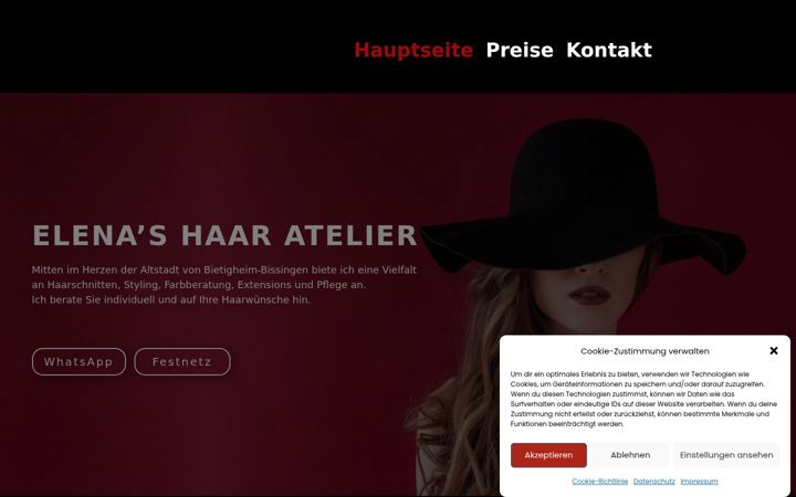 Screenshot of haaratelier-elena.de
