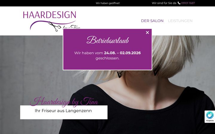 Screenshot of haardesignbytina.de