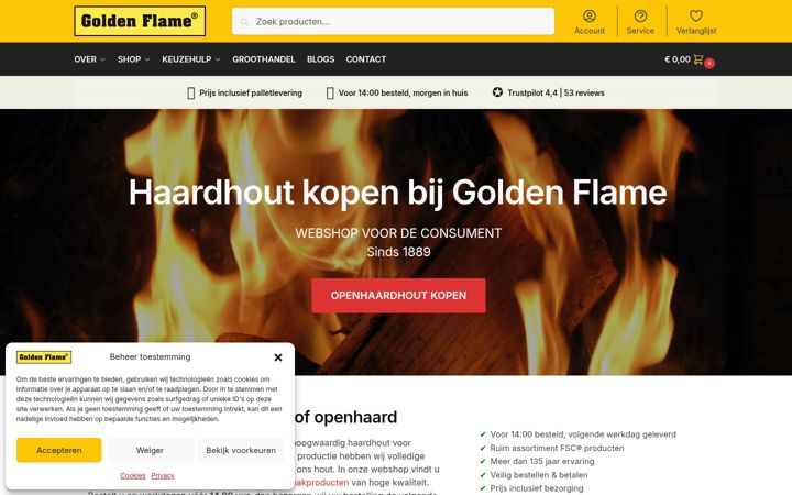 Screenshot of haardhout-goldenflame.nl