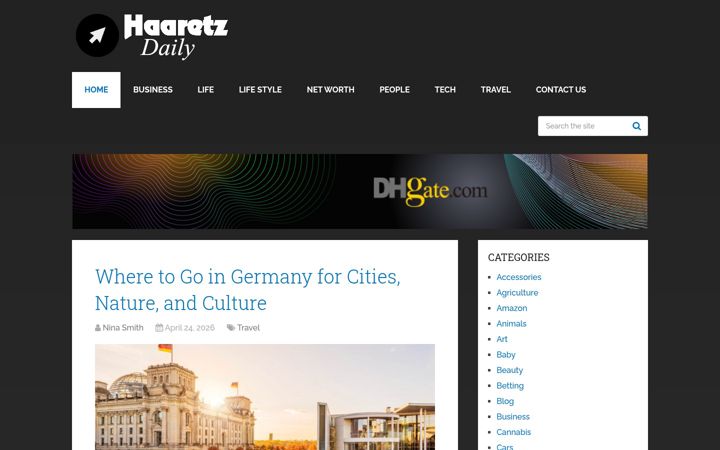 Screenshot of haaretzdaily.com