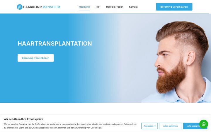 Screenshot of haarklinikmannheim.de