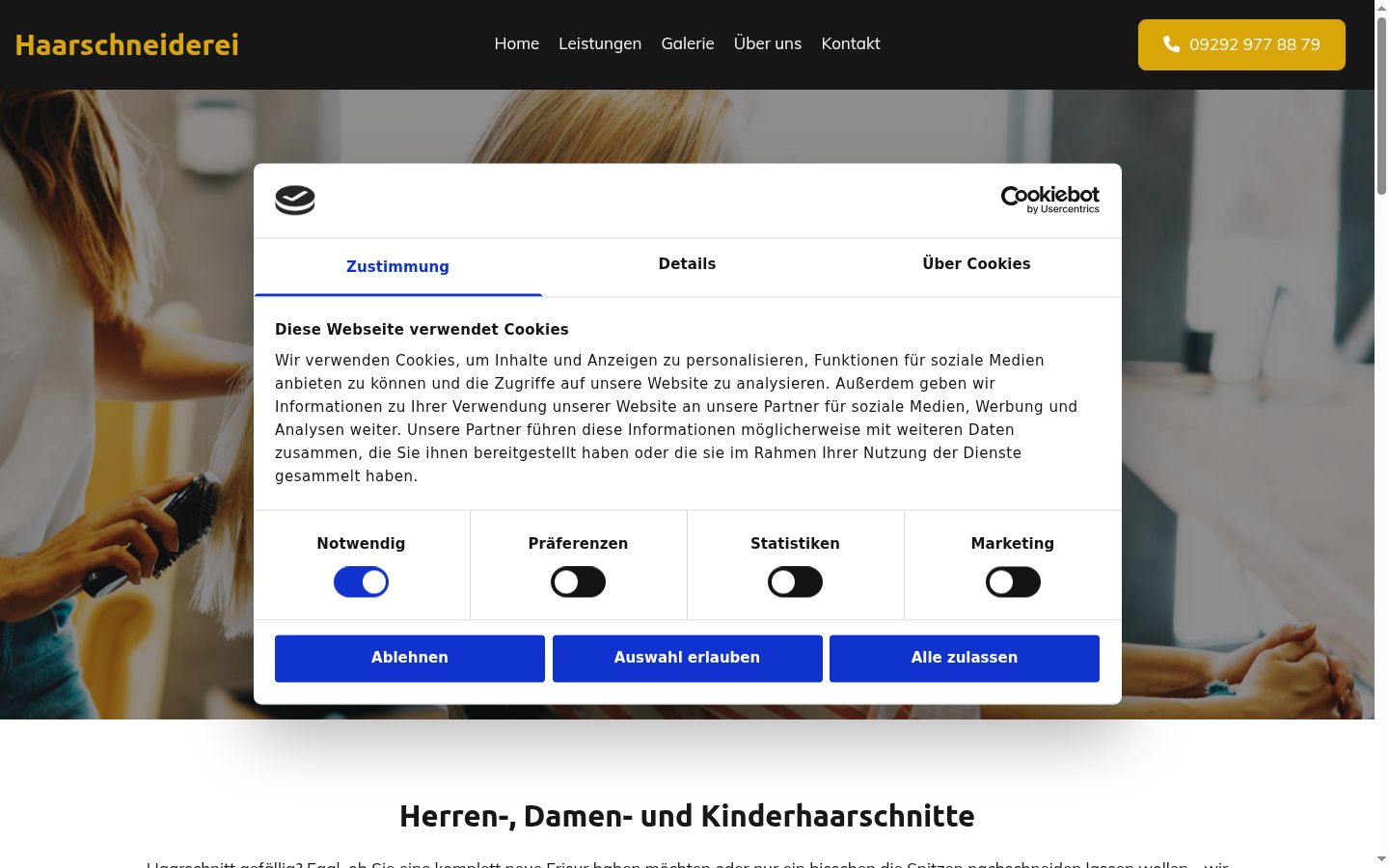 Screenshot del banner di consenso mostrato prima di qualsiasi interazione