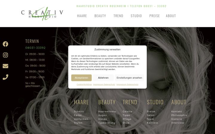 Screenshot of haarstudio-creativ.com