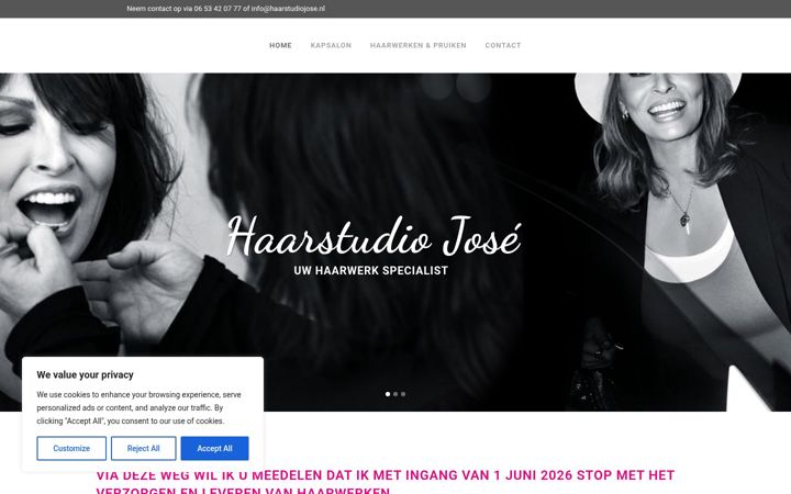 Screenshot of haarstudiojose.nl