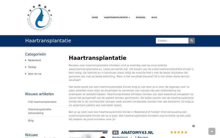 Screenshot of haartransplantatie.eu