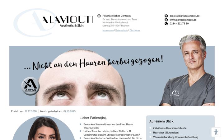 Screenshot of haartransplantation-essen.de