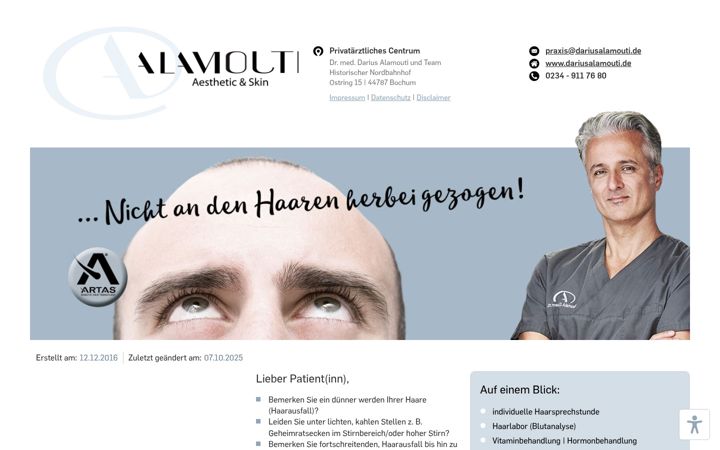 Screenshot of haartransplantation-oberhausen.de