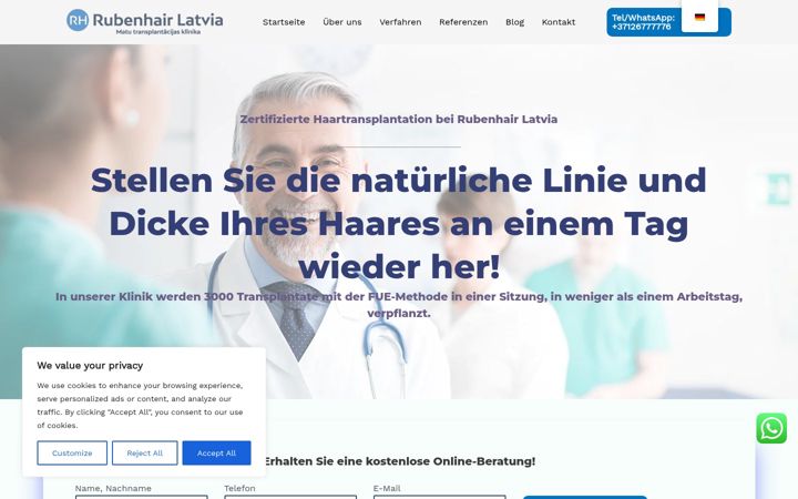 Screenshot of haartransplantationen-fue.de