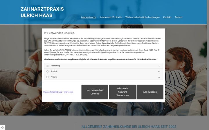 Screenshot of haas-zahnarztpraxis.de