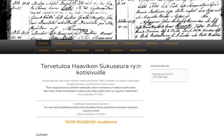Screenshot of haavikonsukuseura.fi