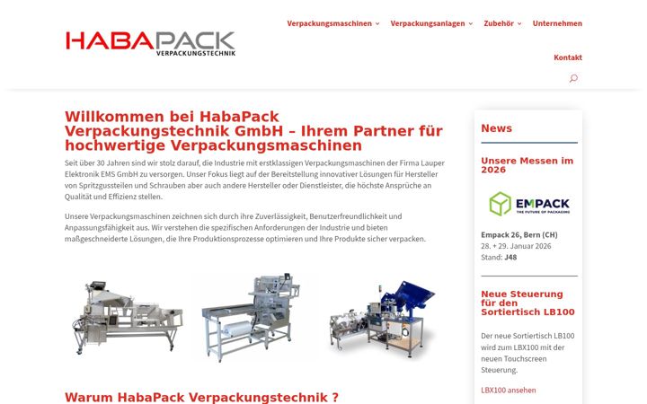 Screenshot of habapack.ch