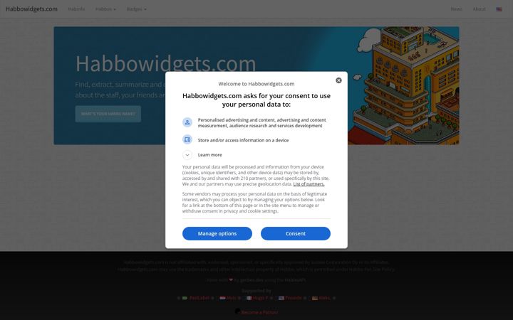 Screenshot of habbowidgets.com