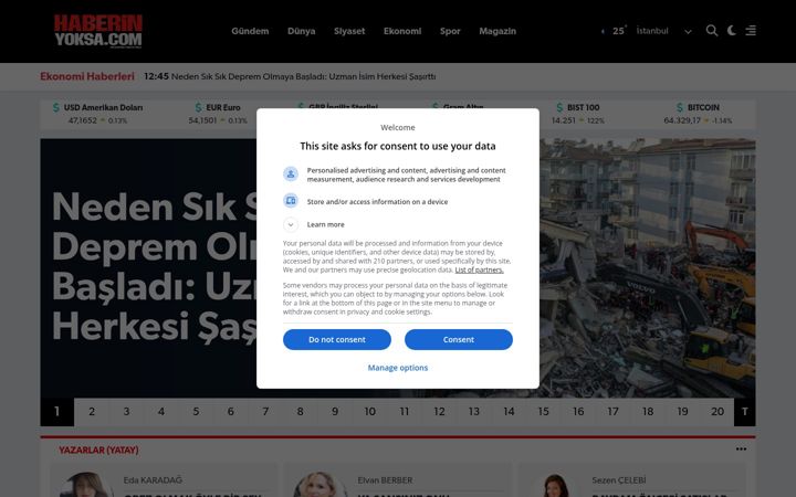 Screenshot of haberinyoksa.com