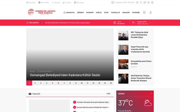 Screenshot of haberleradana.com.tr