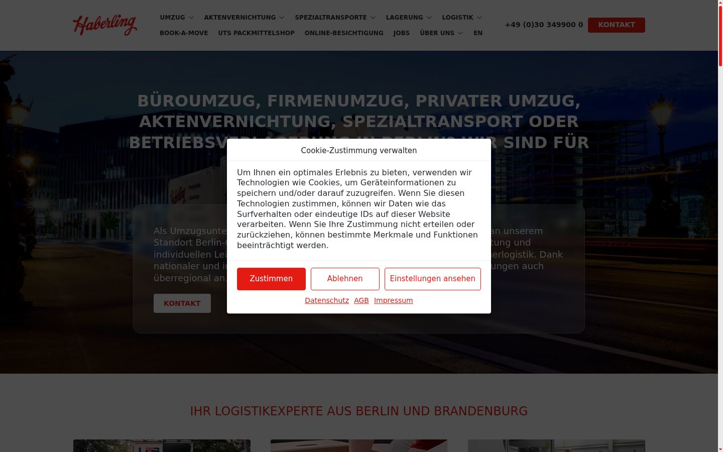 Képernyőkép a bármilyen interakció előtt megjelenő hozzájárulási bannerről