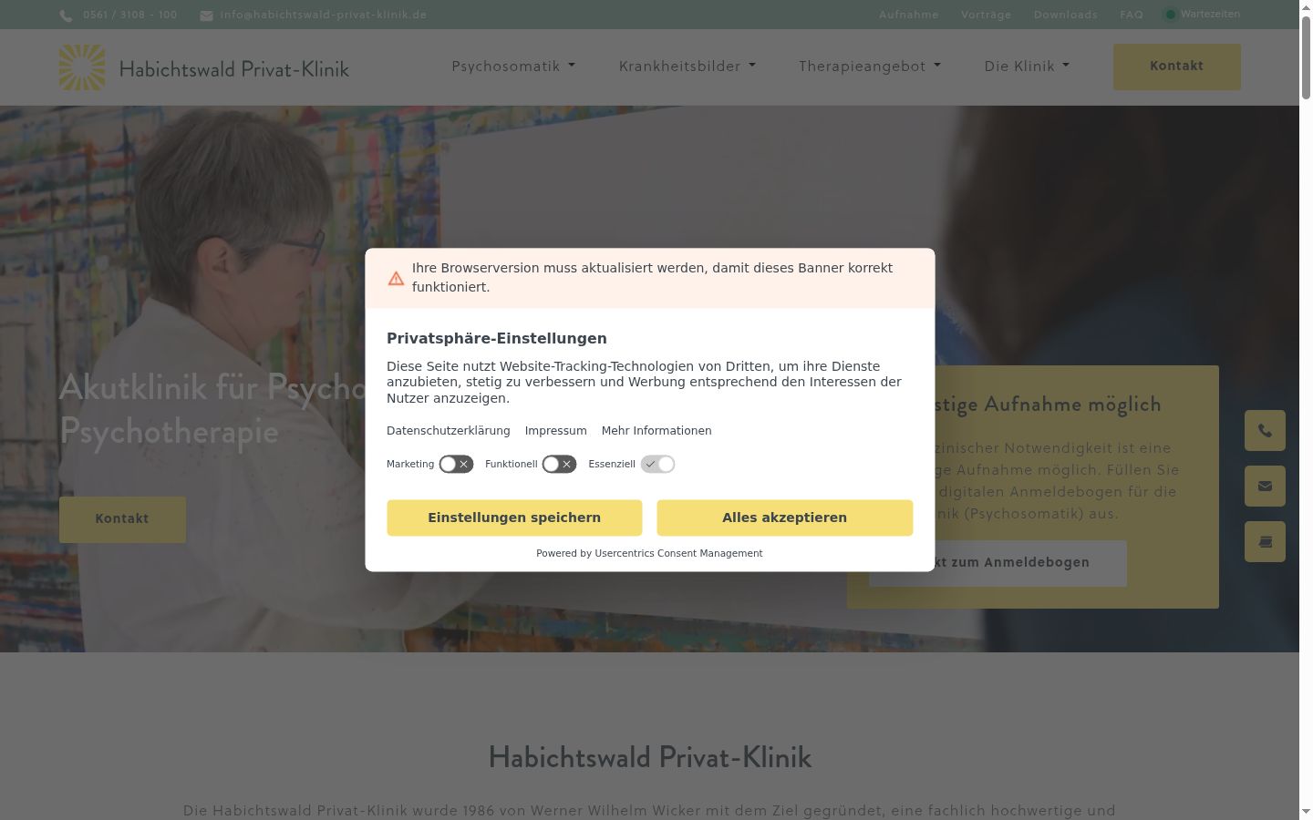 Snímek obrazovky baneru souhlasu zobrazeného před jakoukoli interakcí