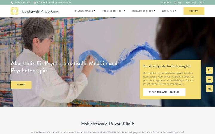 Screenshot of habichtswald-privat-klinik.de