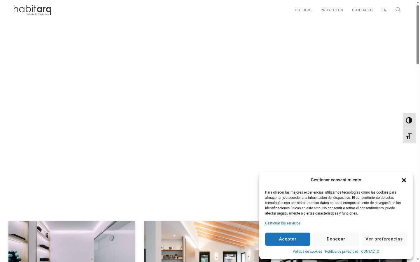 Captura de ecrã do banner de consentimento apresentado antes de qualquer interação