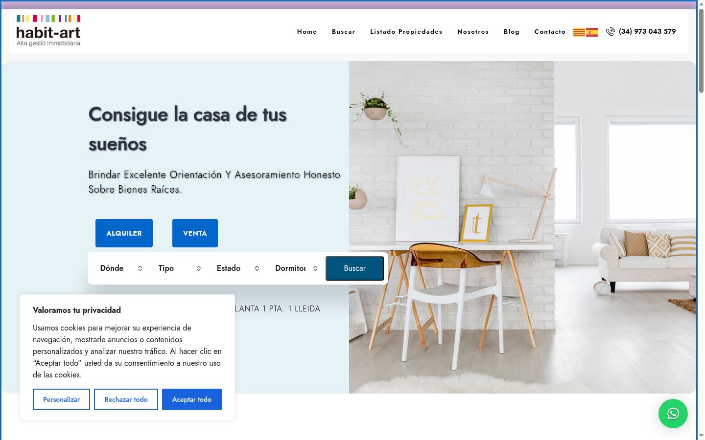 Captura de ecrã do banner de consentimento apresentado antes de qualquer interação