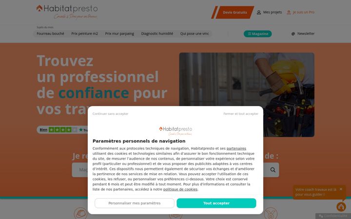 Captură de ecran a habitatpresto.com