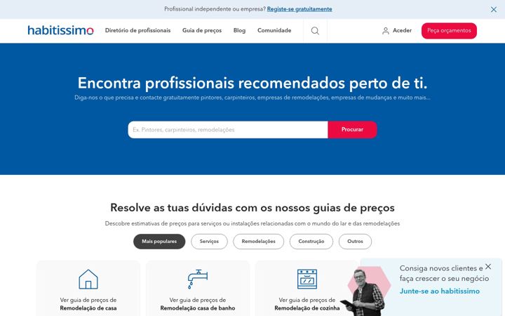 Screenshot of habitissimo.pt