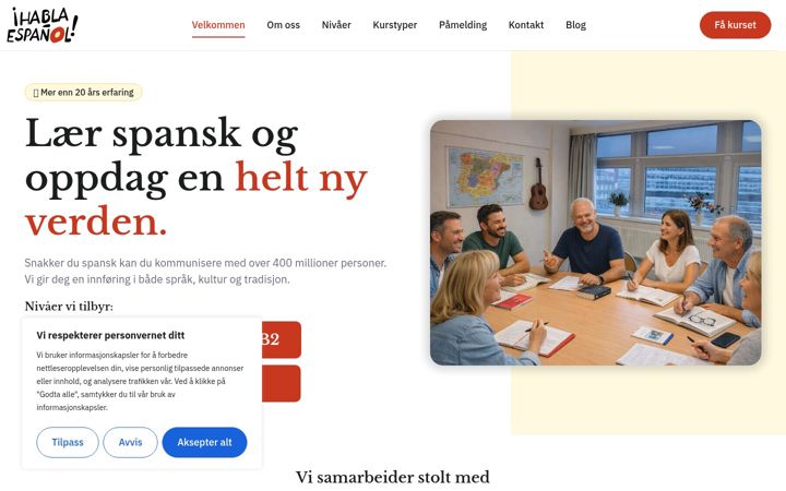 Screenshot of hablaespanol.no