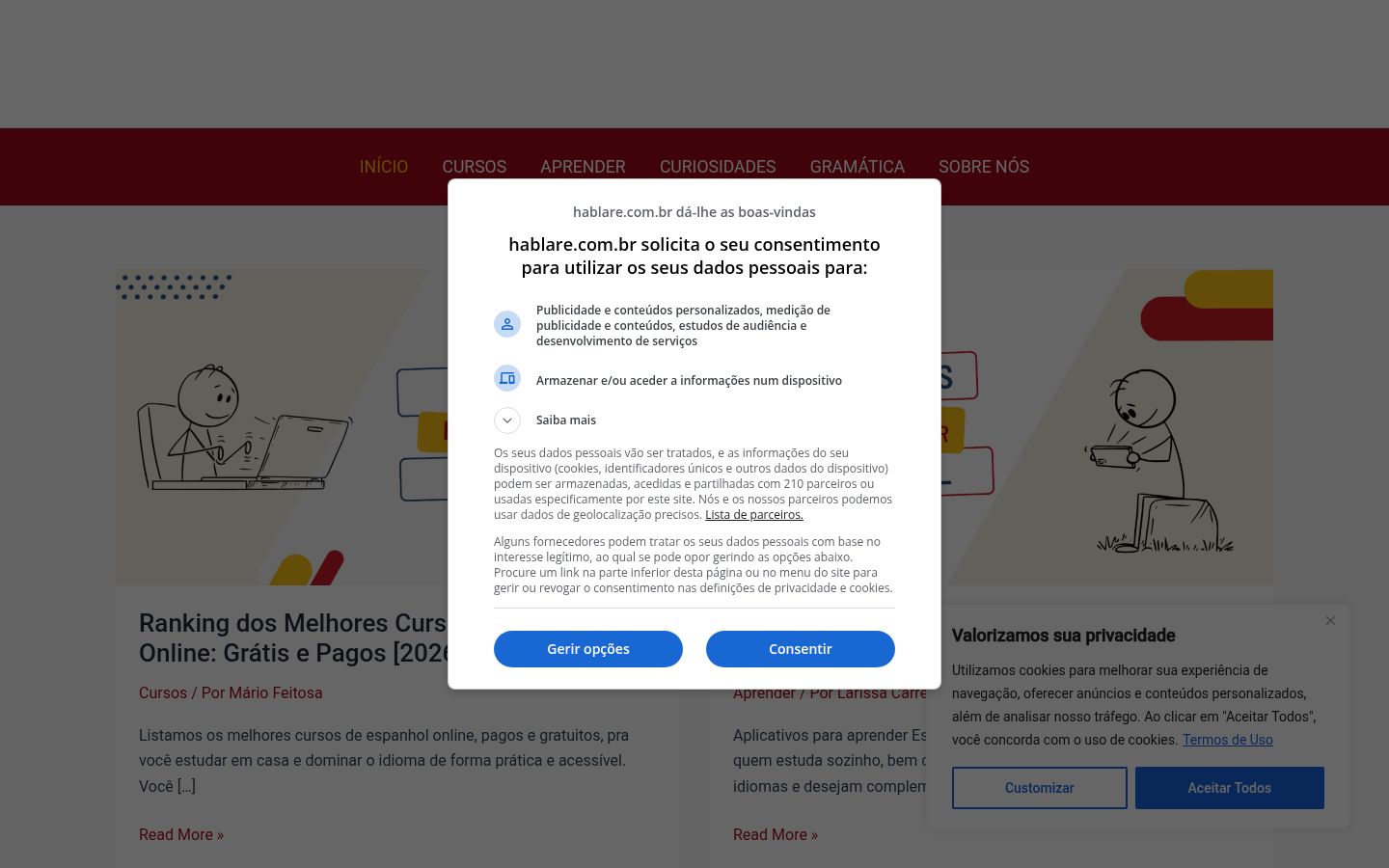 Sutikimo reklamjuostės, rodytos prieš bet kokią sąveiką, ekrano kopija